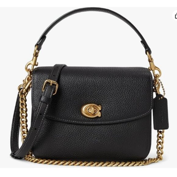 Coach Cassie Black Crossbody & Shoulder Purse with Gold Chain - Picture 1 of 14